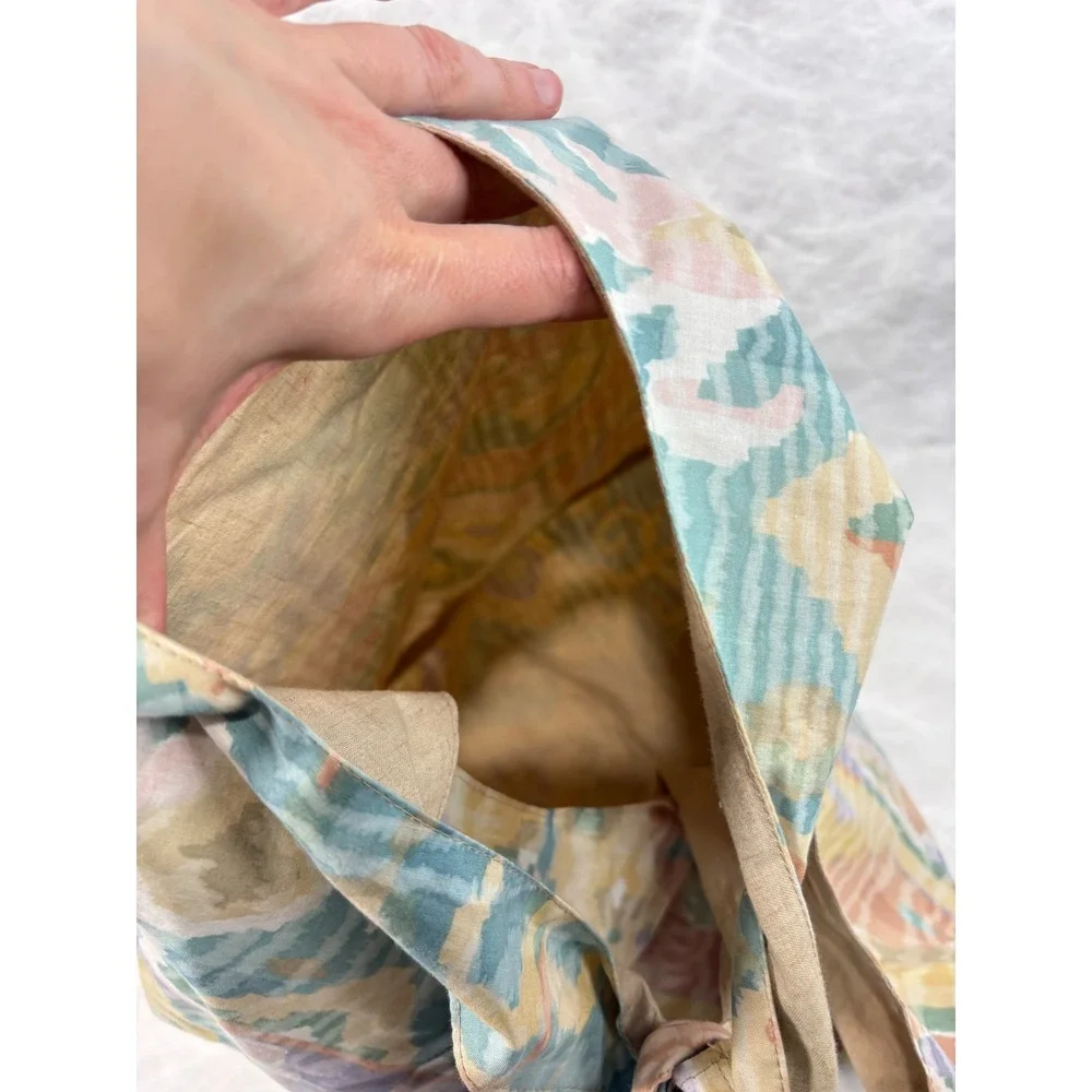 Handmade Pastel Ikat Print Hobo Bag Tie Strap Abstract Reusable‎ Market Tote